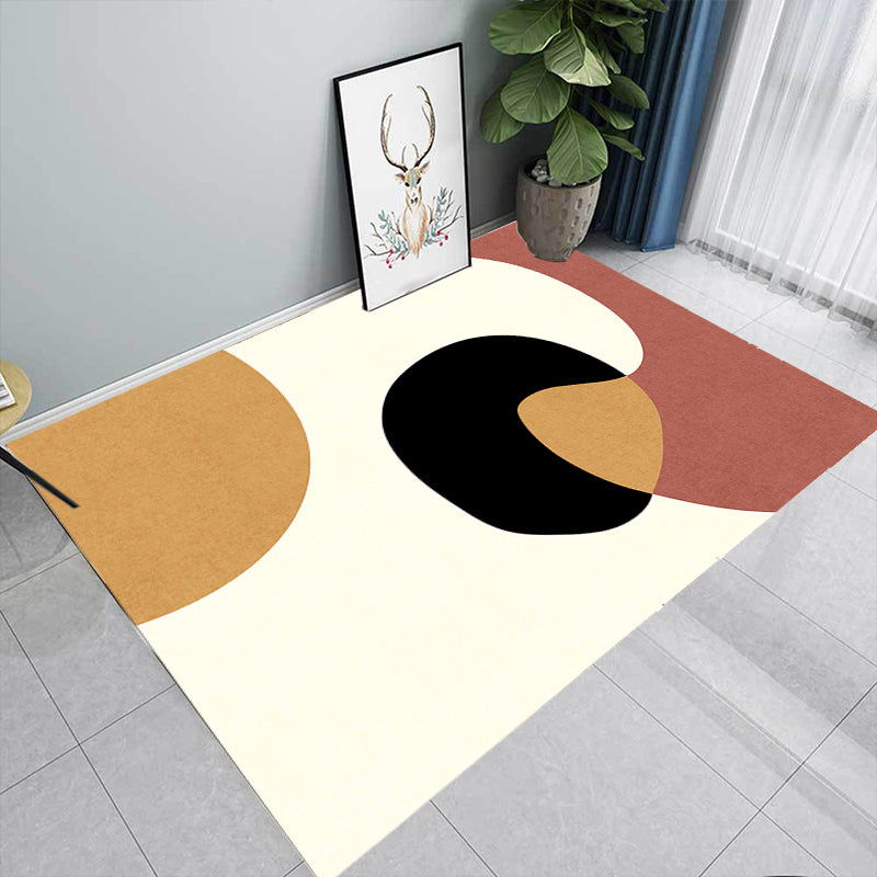 Lisslune | Novelty Abstract Area Rug Beige Polyester Rug Non-Slip Back Washable Pet Friendly Area Rug for Living Room