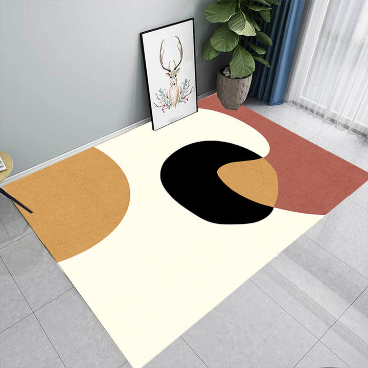 Lisslune | Novelty Abstract Area Rug Beige Polyester Rug Non-Slip Back Washable Pet Friendly Area Rug for Living Room
