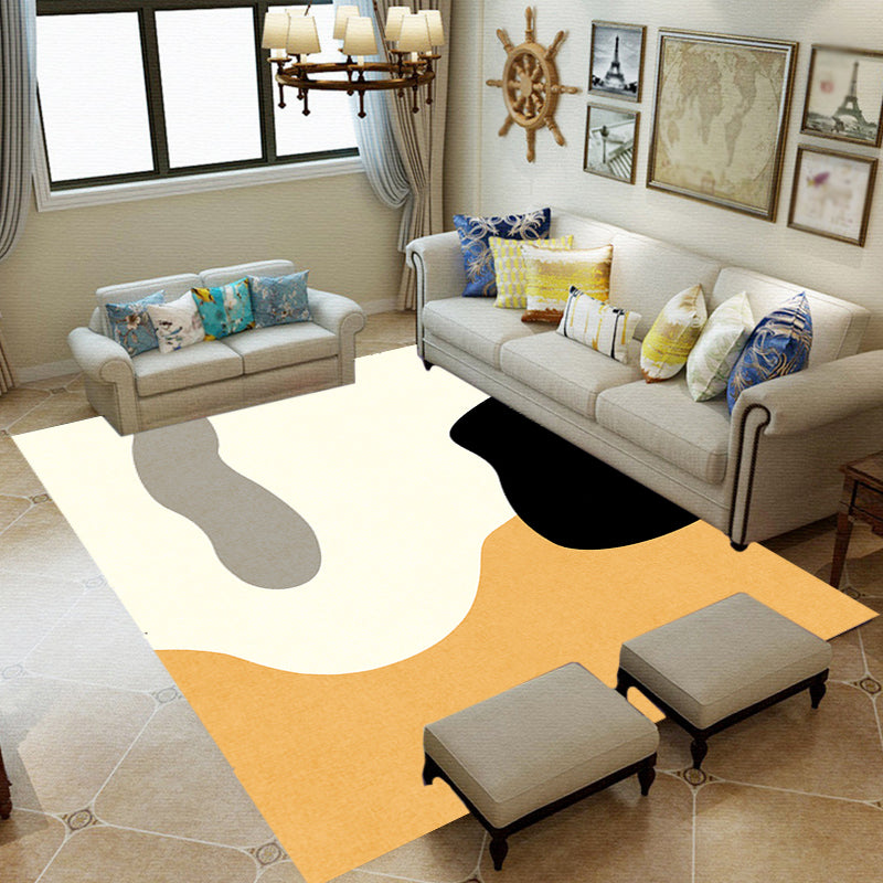 Lisslune | Novelty Abstract Area Rug Beige Polyester Rug Non-Slip Back Washable Pet Friendly Area Rug for Living Room