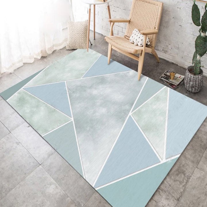 Lisslune | Color Block Geometric Living Room Rug Polyester Novelty Abstract Rug Washable Pet Friendly Carpet