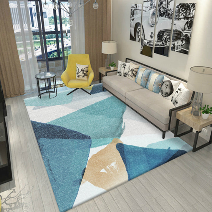 Lisslune | Color Block Geometric Living Room Rug Polyester Novelty Abstract Rug Washable Pet Friendly Carpet