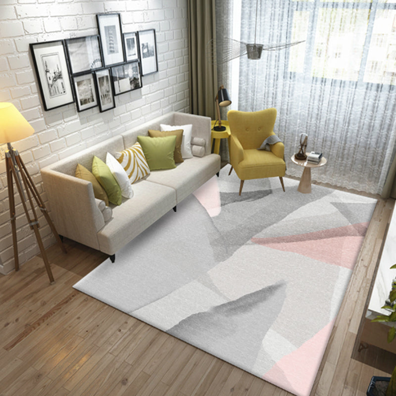 Lisslune | Color Block Geometric Living Room Rug Polyester Novelty Abstract Rug Washable Pet Friendly Carpet