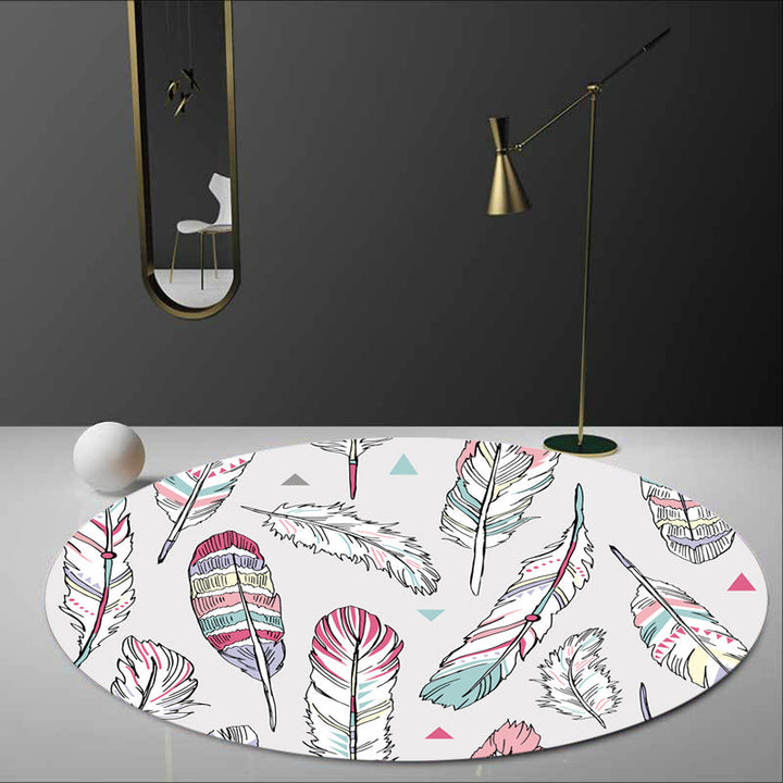 Lisslune | Shaded Feather Pattern Rug Light Gray Kids Rug Polyester Pet Friendly Washable Area Rug for Children's Room