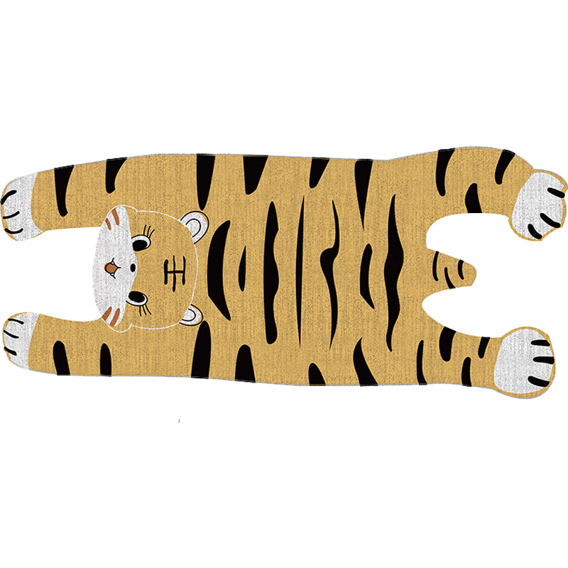 Lisslune | Gray and Yellow Irregular Carpet Children's Room Animal Tiger Pattern Rug Polyester Pet Friendly Carpet
