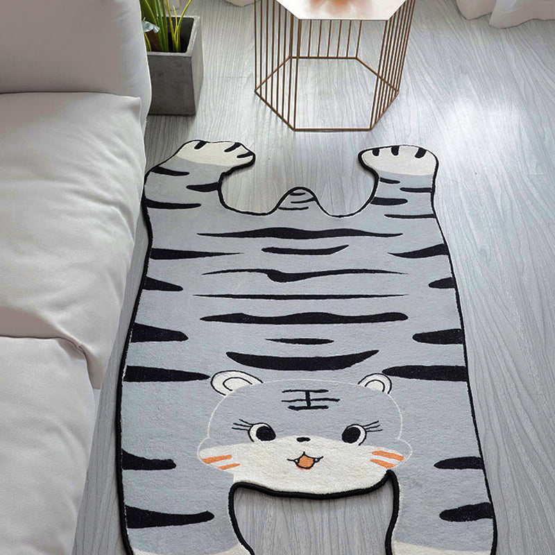 Lisslune | Gray and Yellow Irregular Carpet Children's Room Animal Tiger Pattern Rug Polyester Pet Friendly Carpet