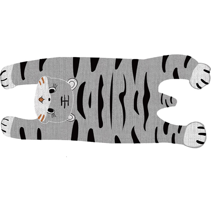 Lisslune | Gray and Yellow Irregular Carpet Children's Room Animal Tiger Pattern Rug Polyester Pet Friendly Carpet