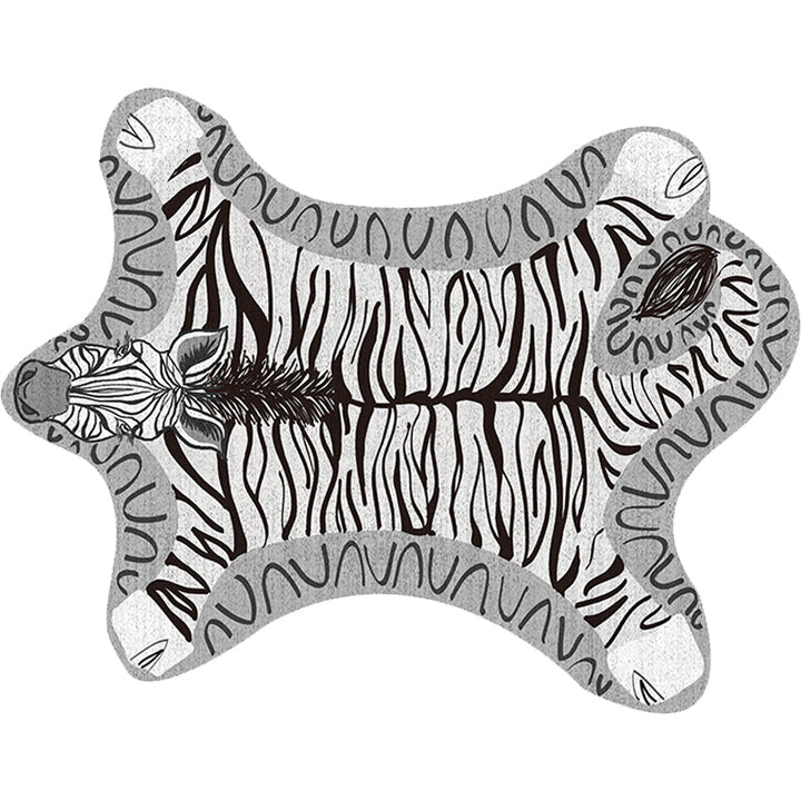 Lisslune | Unique Kids Irregular Carpet in Yellow and Grey Animal Zebra Pattern Carpet Polyester Washable Carpet for Children's Room