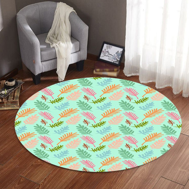 Lisslune | Unique Leaf Pattern Rug Green Children's Rug Polyester Washable Pet Friendly Non-Slip Carpet for Children's Room
