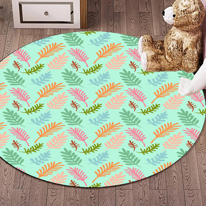 Lisslune | Unique Leaf Pattern Rug Green Children's Rug Polyester Washable Pet Friendly Non-Slip Carpet for Children's Room