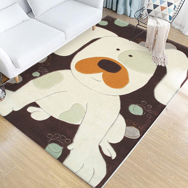 Lisslune | Children's Animal Pattern Rug Green Multicolor Polyester Rug Washable Pet-Friendly Non-Slip Rug for the Children's Room