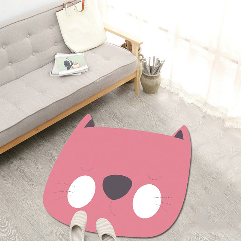 Lisslune | Unique Cartoon Animal Pattern Rug Green and Pink Children's Rug Polyester Pet Friendly Washable Non-Slip Back Rug for the Children's Room
