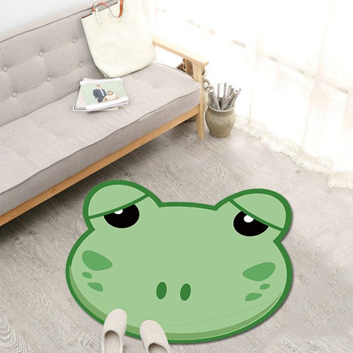 Lisslune | Unique Cartoon Animal Pattern Rug Green and Pink Children's Rug Polyester Pet Friendly Washable Non-Slip Back Rug for the Children's Room