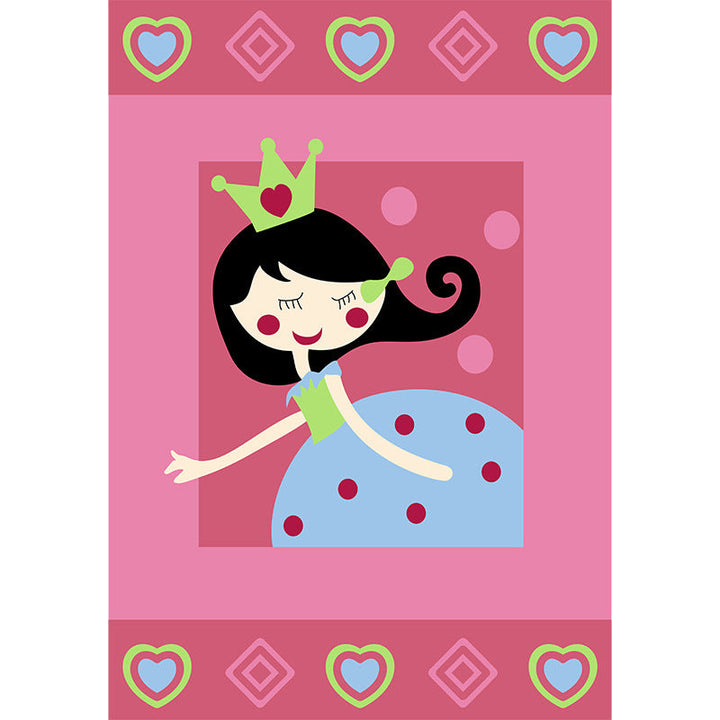 Lisslune | Cute Cartoon Character Pattern Rug Pink Kids Rug Polyester Washable Pet Friendly Non-Slip Rug for the Nursery
