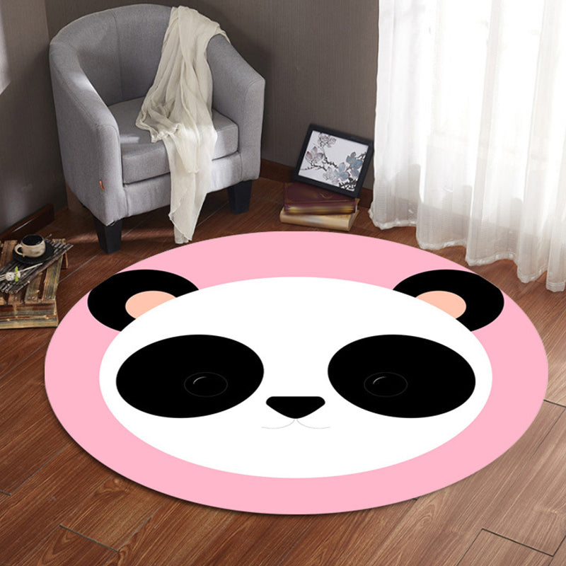 Lisslune | Kids Cartoon Animal Pattern Rug Blue and Pink Polyester Rug Washable Pet Friendly Non-Slip Rug for the Children's Room