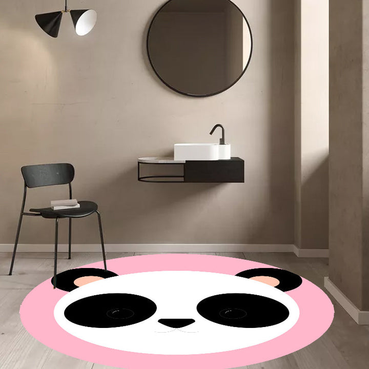 Lisslune | Kids Cartoon Animal Pattern Rug Blue and Pink Polyester Rug Washable Pet Friendly Non-Slip Rug for the Children's Room