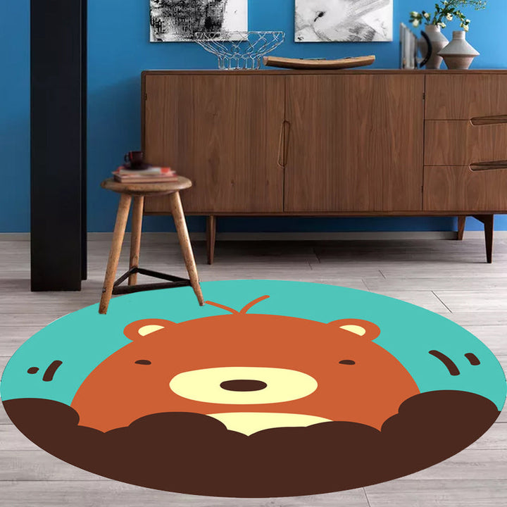 Lisslune | Kids Cartoon Animal Pattern Rug Blue and Pink Polyester Rug Washable Pet Friendly Non-Slip Rug for the Children's Room