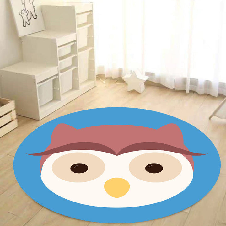 Lisslune | Kids Cartoon Animal Pattern Rug Blue and Pink Polyester Rug Washable Pet Friendly Non-Slip Rug for the Children's Room