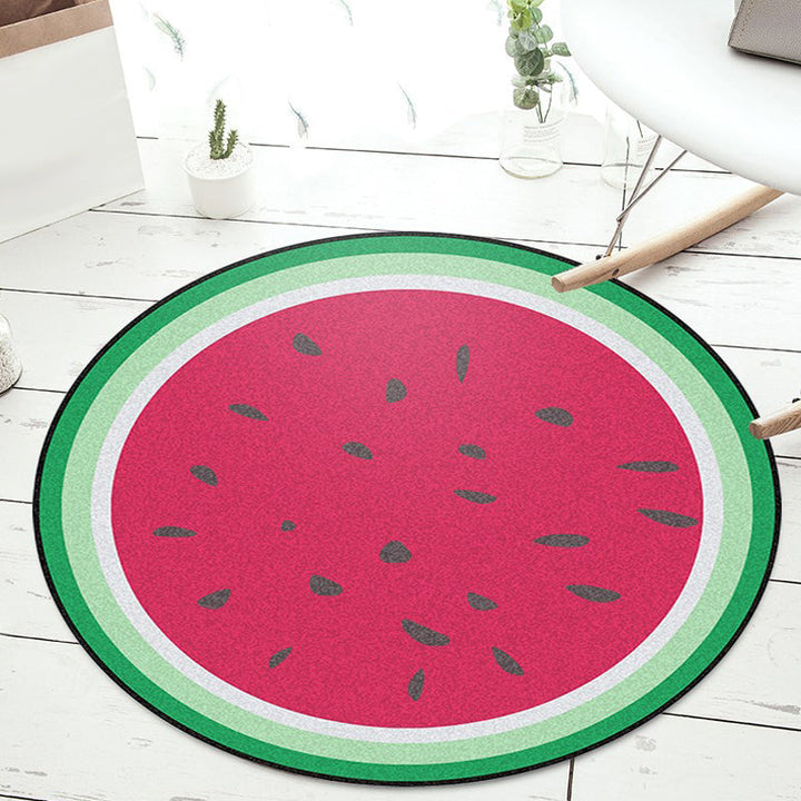 Lisslune | Unique Watermelon Pattern Rug Red and Green Kids Rug Polyester Washable Pet Friendly Non-Slip Carpet for Children's Room