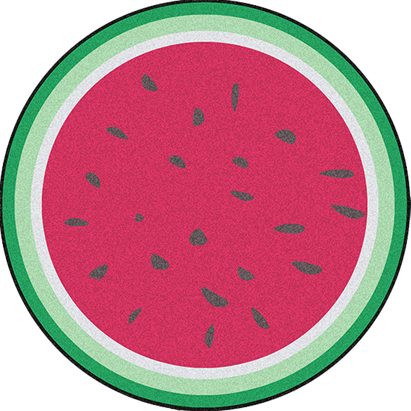 Lisslune | Unique Watermelon Pattern Rug Red and Green Kids Rug Polyester Washable Pet Friendly Non-Slip Carpet for Children's Room