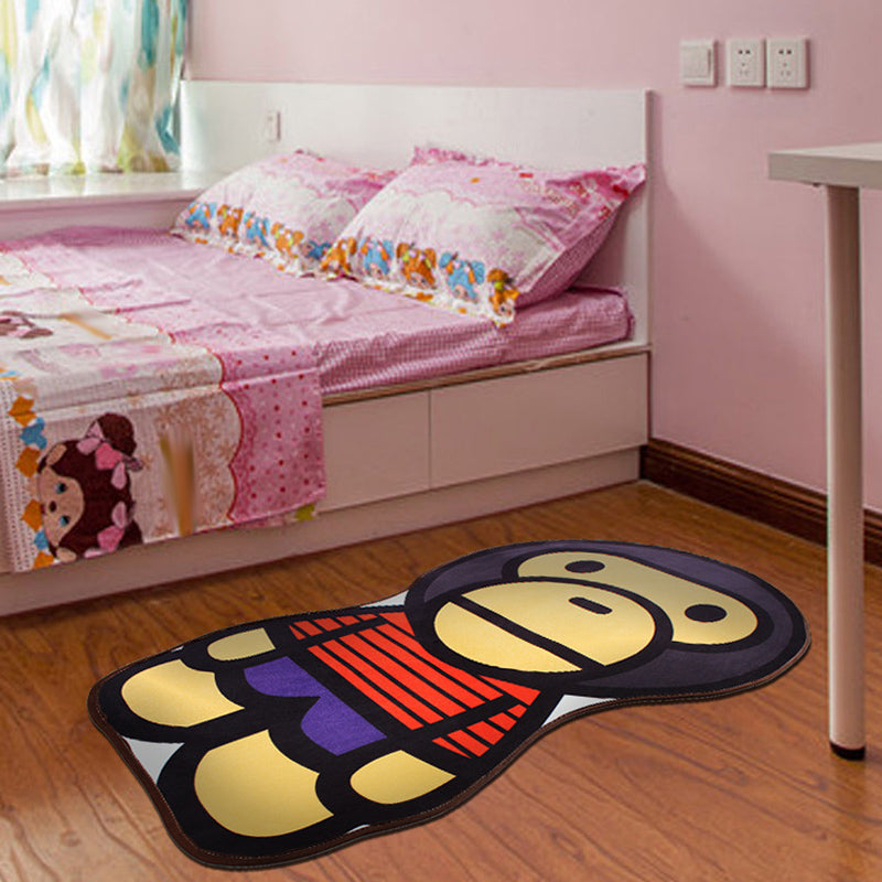 Lisslune | Stylish Cartoon Character Pattern Rug Multicolored Kids Rug Polyester Washable Pet-Friendly Non-Slip Rug for the Children's Room