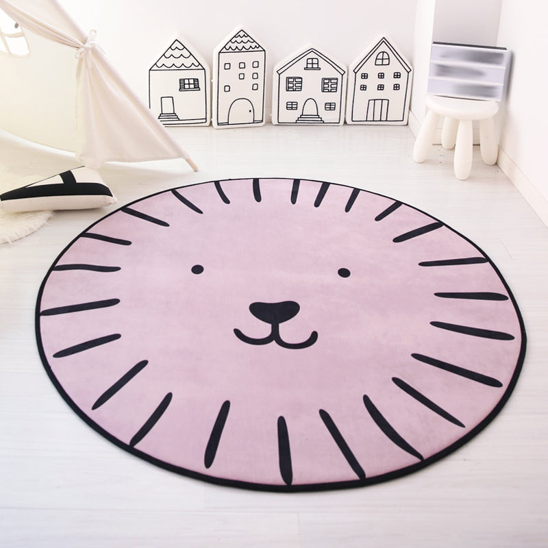 Lisslune | Unique Animal Pattern Rug Pink and Blue Kids Rug Polyester Pet Friendly Washable Non-Slip Back Area Rug for Children's Room