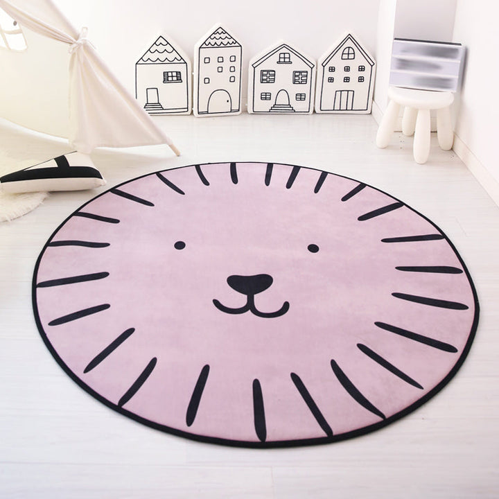 Lisslune | Unique Animal Pattern Rug Pink and Blue Kids Rug Polyester Pet Friendly Washable Non-Slip Back Area Rug for Children's Room