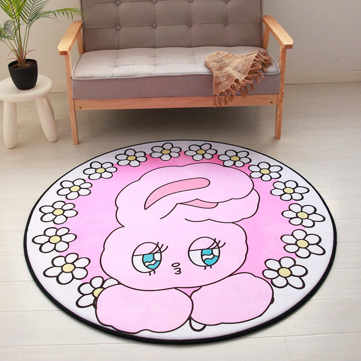 Lisslune | Unique Animal Pattern Rug Pink and Blue Kids Rug Polyester Pet Friendly Washable Non-Slip Back Area Rug for Children's Room
