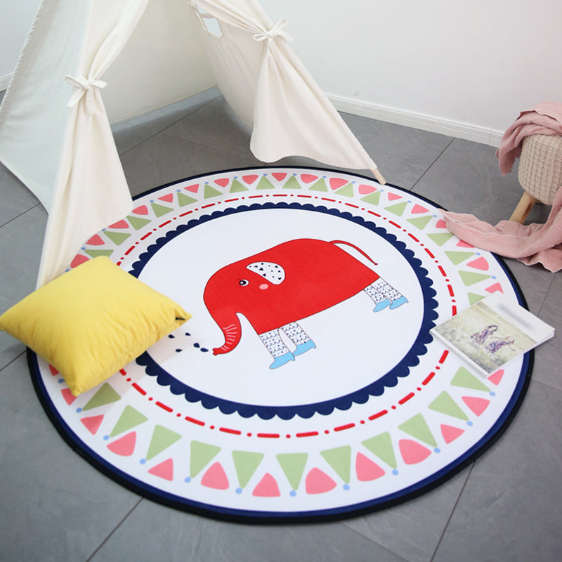 Lisslune | Unique Animal Pattern Rug Pink and Blue Kids Rug Polyester Pet Friendly Washable Non-Slip Back Area Rug for Children's Room