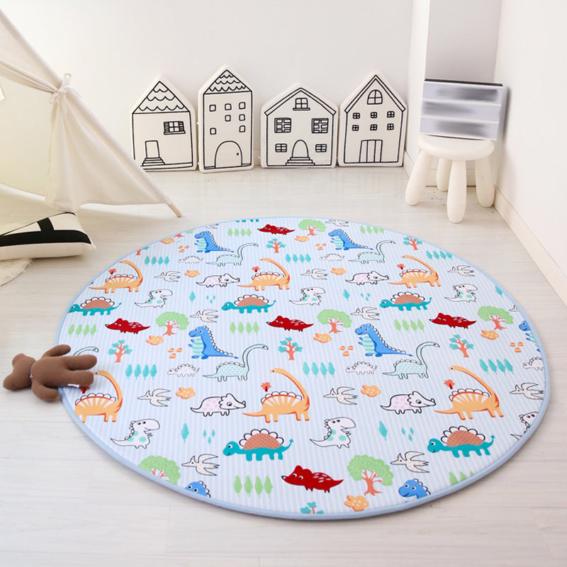 Lisslune | Unique Animal Pattern Rug Pink and Blue Kids Rug Polyester Pet Friendly Washable Non-Slip Back Area Rug for Children's Room