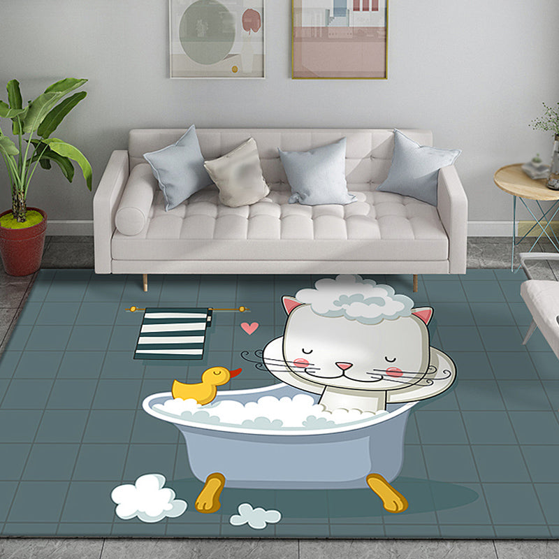 Lisslune | Funky Cartoon Bear Pattern Carpet Multicolor Kids Carpet Polyester Pet Friendly Washable Area Rug for Nursery