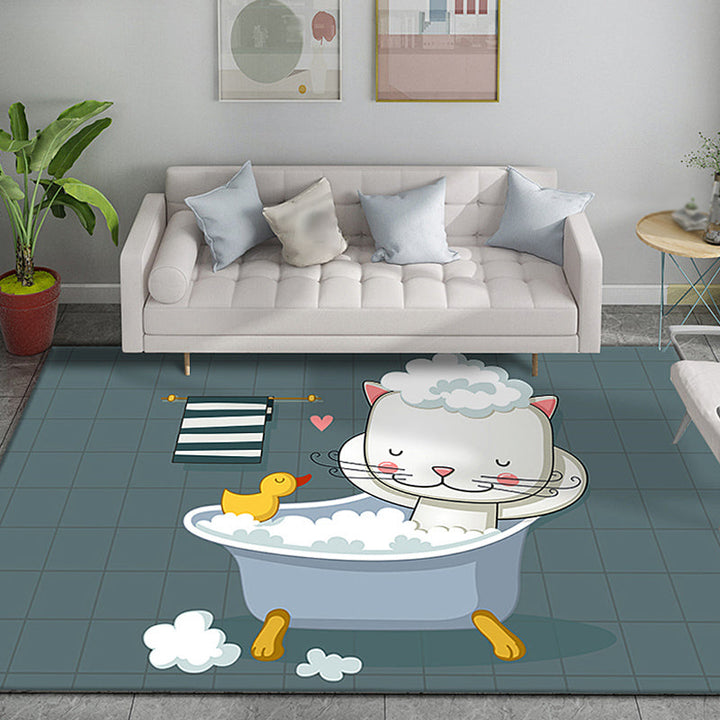 Lisslune | Funky Cartoon Bear Pattern Carpet Multicolor Kids Carpet Polyester Pet Friendly Washable Area Rug for Nursery