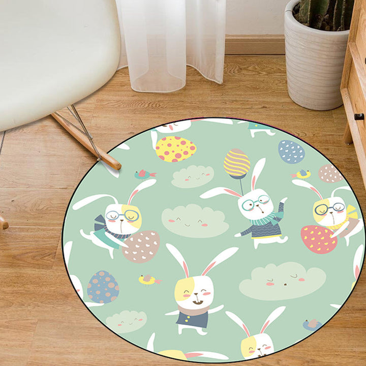 Lisslune | Unusual Cartoon Animal Pattern Rug Multicolored Children's Rug Polyester Pet-Friendly Washable Area Rug for the Children's Room