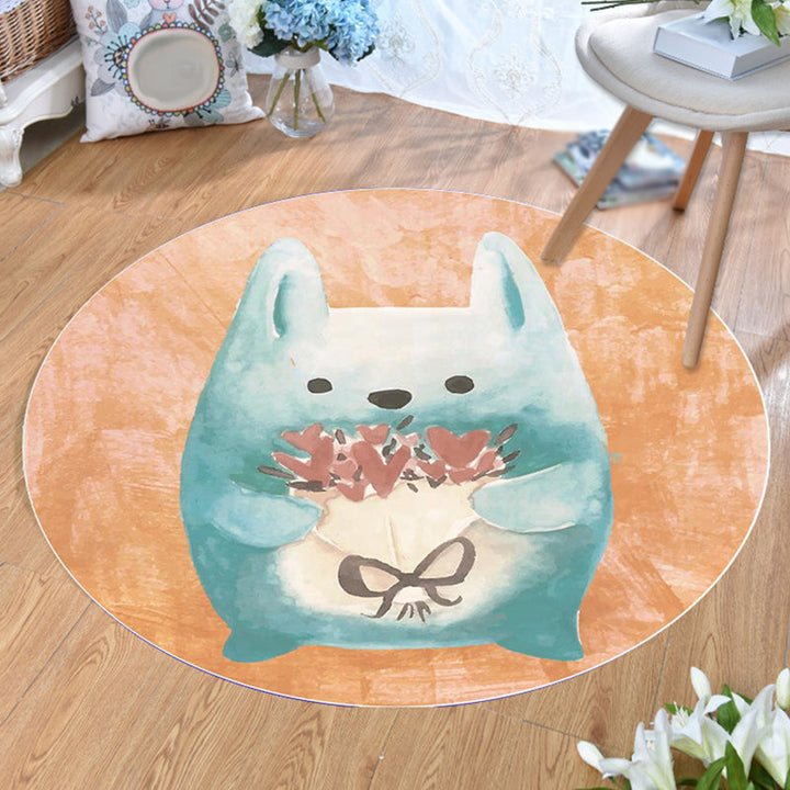 Lisslune | Unusual Cartoon Animal Pattern Rug Multicolored Children's Rug Polyester Pet-Friendly Washable Area Rug for the Children's Room