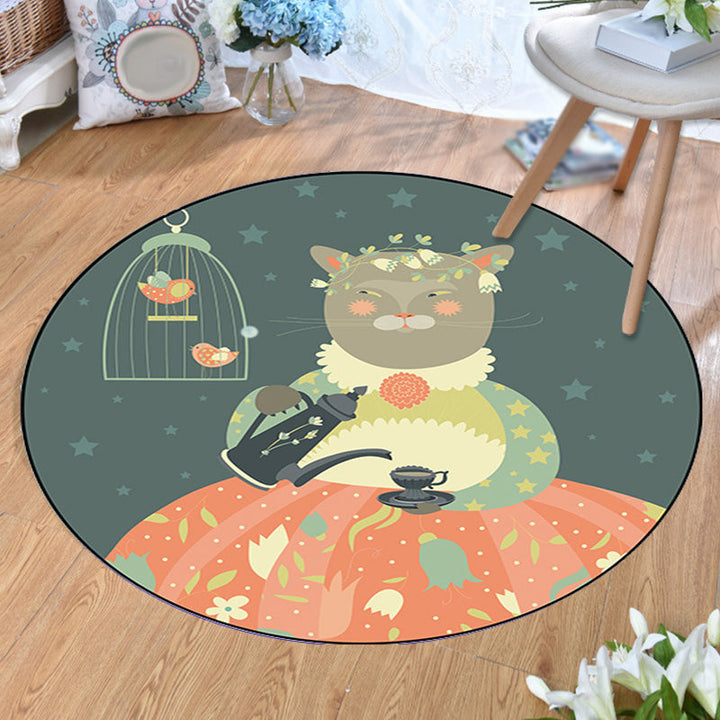 Lisslune | Unusual Cartoon Animal Pattern Rug Multicolored Children's Rug Polyester Pet-Friendly Washable Area Rug for the Children's Room