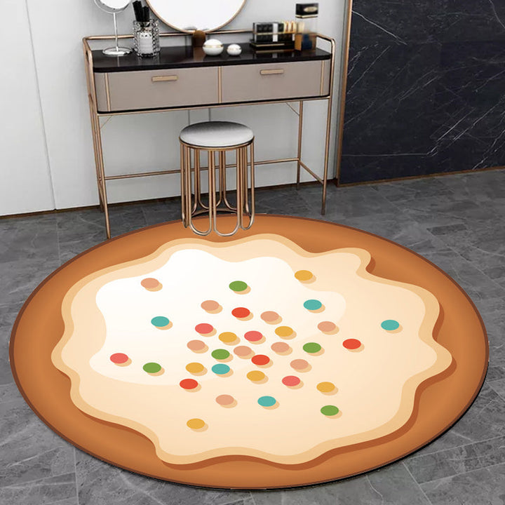 Lisslune | Novelty Cake Pattern Rug Brown and Purple Kids Rug Polyester Pet Friendly Washable Area Rug for the Children's Room