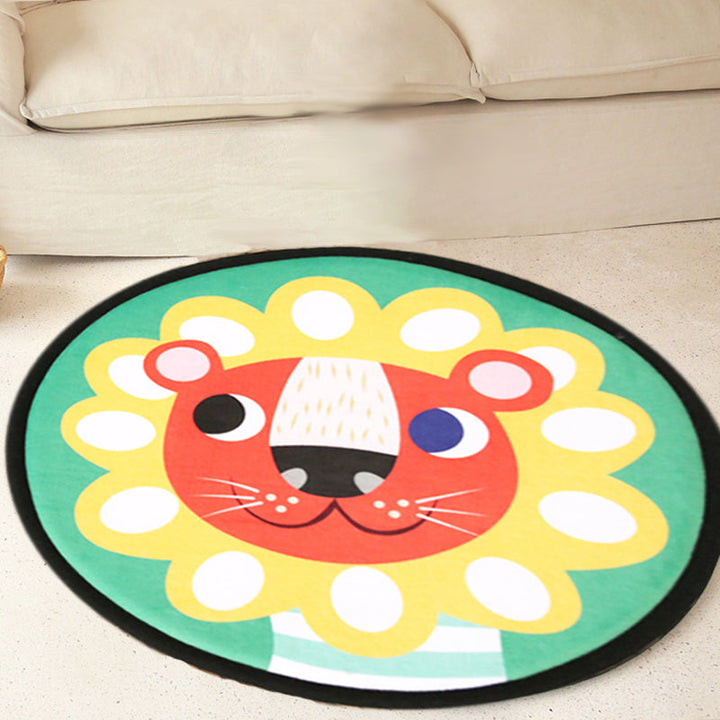 Lisslune | Kids Cartoon Animal Pattern Rug Gray and Green Polyester Rug Washable Pet-Friendly Non-Slip Rug for Your Child's Bedroom