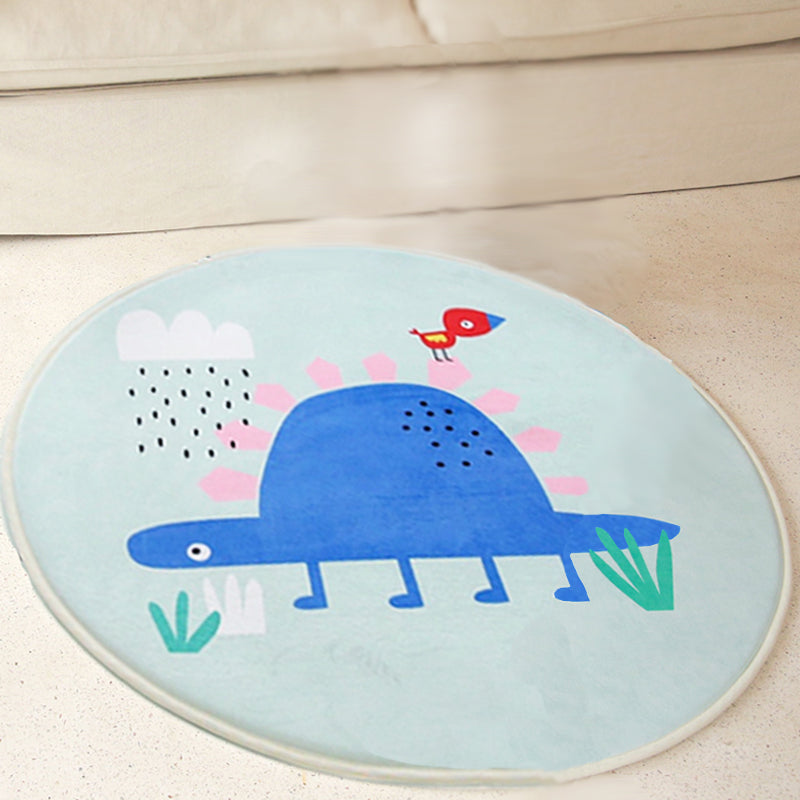 Lisslune | Kids Cartoon Animal Pattern Rug Gray and Green Polyester Rug Washable Pet-Friendly Non-Slip Rug for Your Child's Bedroom
