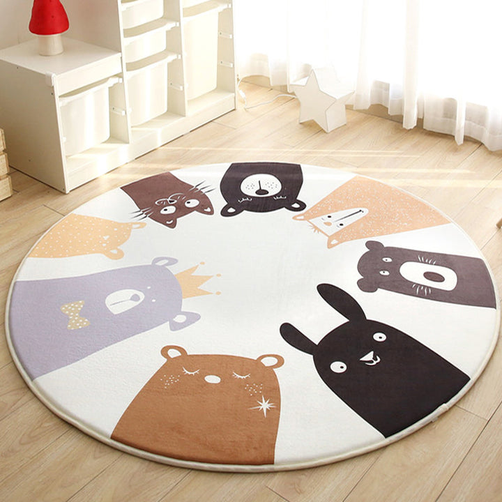 Lisslune | Kids Cartoon Animal Pattern Rug Gray and Green Polyester Rug Washable Pet-Friendly Non-Slip Rug for Your Child's Bedroom