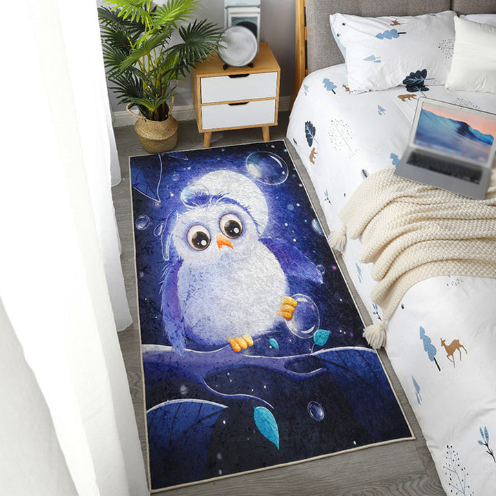 Lisslune | Children Dog Pattern Rug Green and Blue Polyester Rug Washable Pet Friendly Non-Slip Area Rug for the Children's Room
