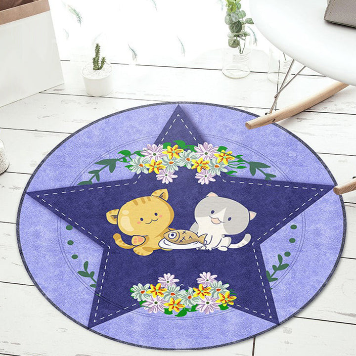 Lisslune | Black and Green Children's Carpet Polyester Cartoon Animal and Flower Pattern Rug Pet Friendly Washable Non-Slip Backing Rug for Decoration