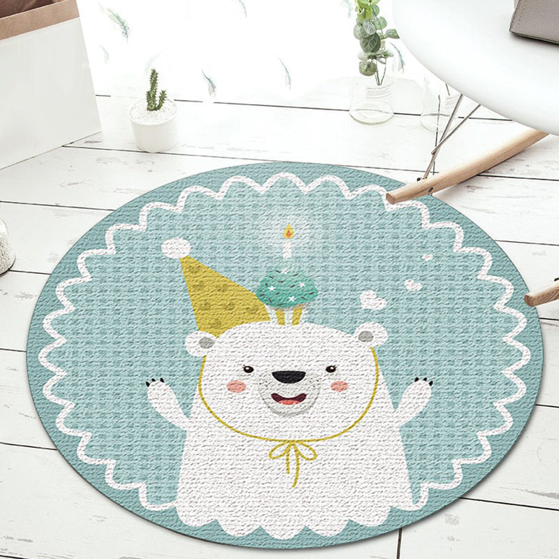 Lisslune | Black and Green Children's Carpet Polyester Cartoon Animal and Flower Pattern Rug Pet Friendly Washable Non-Slip Backing Rug for Decoration