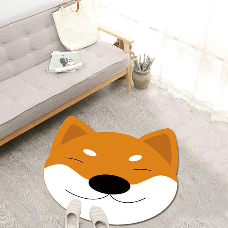 Lisslune | Children's Cartoon Animal Pattern Rug Green and Blue Polyester Rug Washable Pet-Friendly Non-Slip Area Rug for the Children's Room