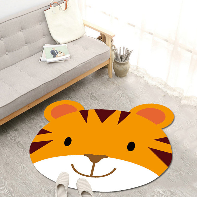 Lisslune | Children's Cartoon Animal Pattern Rug Green and Blue Polyester Rug Washable Pet-Friendly Non-Slip Area Rug for the Children's Room