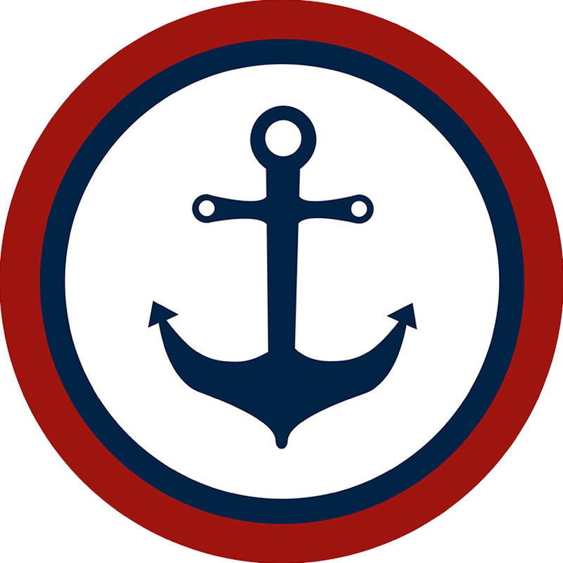 Lisslune | Unique navigation pattern rug with ship and anchor Blue and White children's rug Polyester Washable Pet-friendly Non-slip rug for children's room