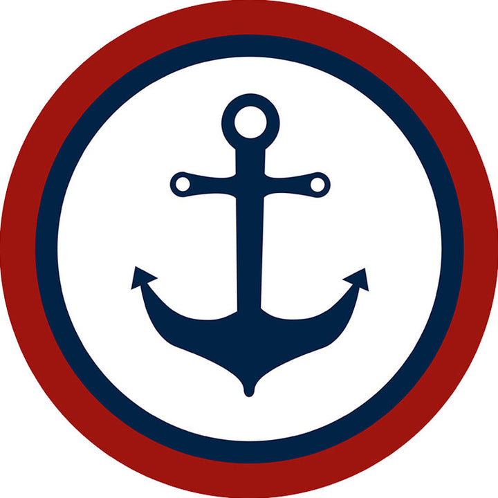 Lisslune | Unique navigation pattern rug with ship and anchor Blue and White children's rug Polyester Washable Pet-friendly Non-slip rug for children's room