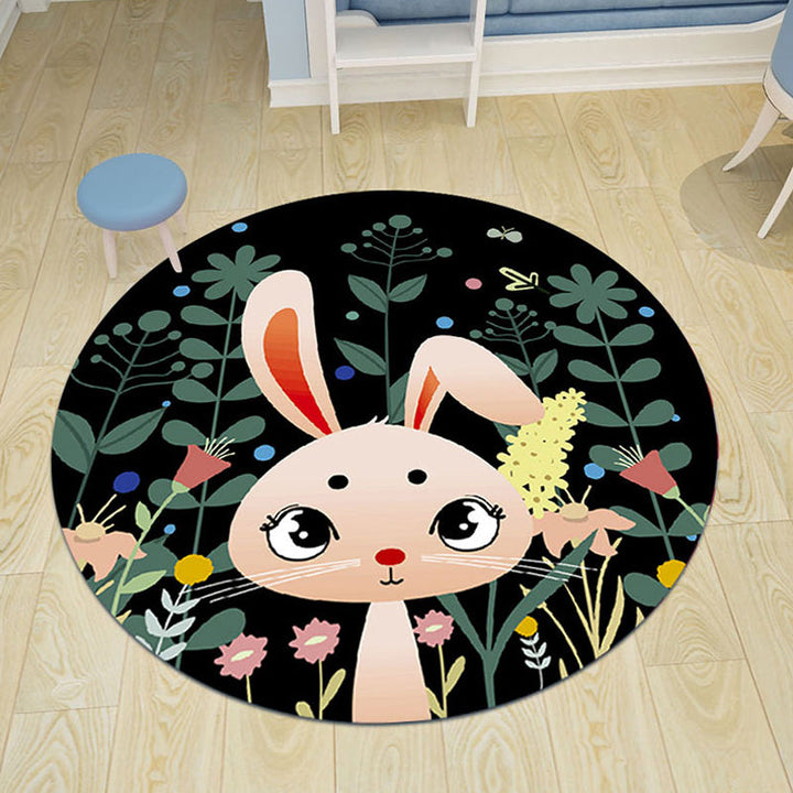 Lisslune | pink and blue children's rug polyester cartoon animals pattern rug pet friendly washable non-slip back rug for decoration