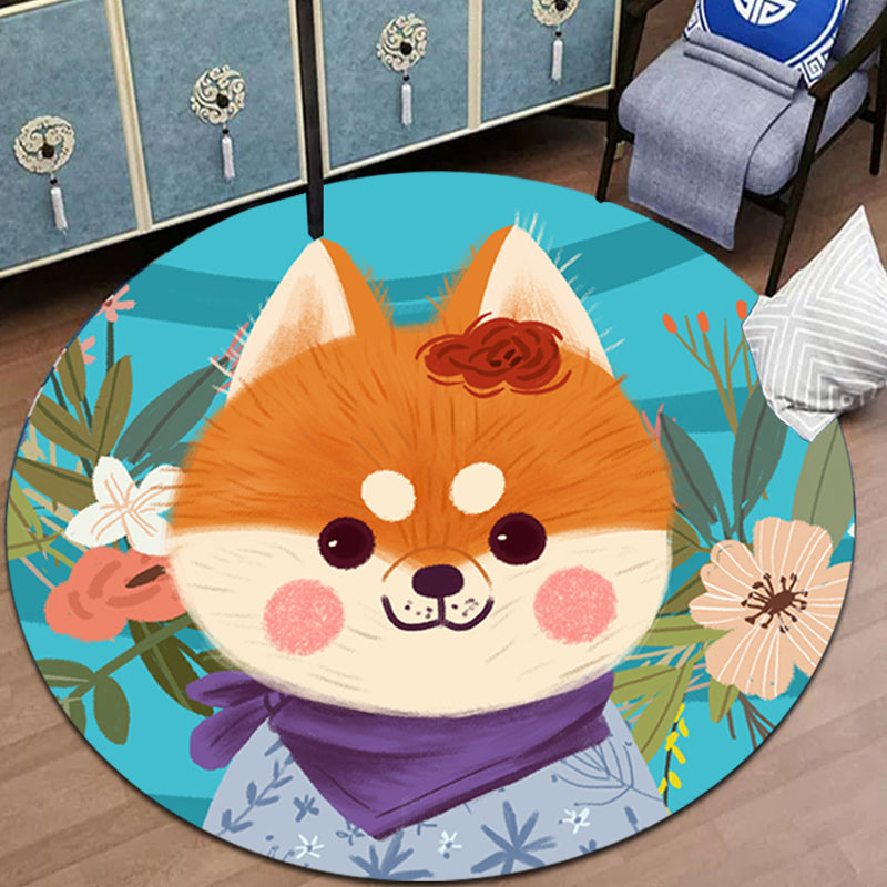 Lisslune | pink and blue children's rug polyester cartoon animals pattern rug pet friendly washable non-slip back rug for decoration