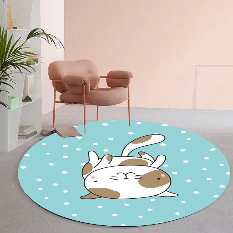 Lisslune | Green and Blue Children's Carpet Polyester Animal and Fish Pattern Carpet Pet Friendly Washable Non-Slip Backing Carpet for Decoration