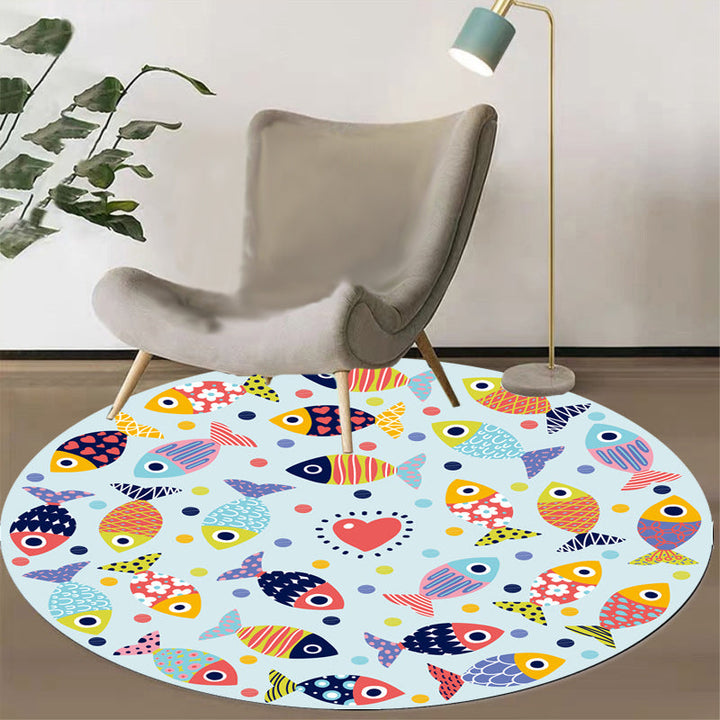 Lisslune | Green and Blue Children's Carpet Polyester Animal and Fish Pattern Carpet Pet Friendly Washable Non-Slip Backing Carpet for Decoration