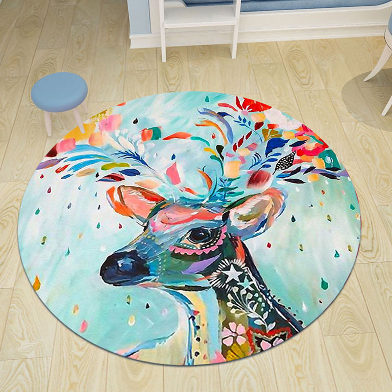 Lisslune | Cute Cartoon Character Pattern Rug Pink Kids Rug Polyester Washable Pet Friendly Non-Slip Rug for the Nursery